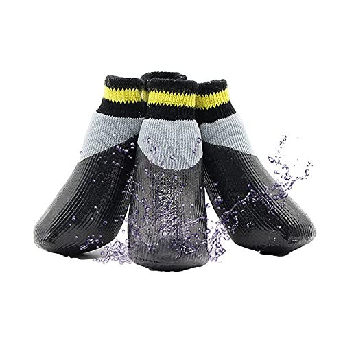 Haustier-Hundewelpen wasserdichte Anti-Rutsch-Sportsocken Schuhe Stiefel, 4 Stück Pfotenschutz Haftsocken für Drinnen, Haustier Hunde Katzensocken,WPS017,0# von YAOTT