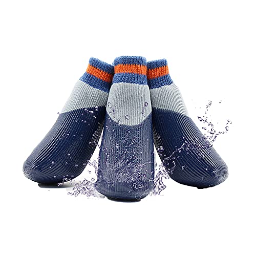 Haustier-Hundewelpen wasserdichte Anti-Rutsch-Sportsocken Schuhe Stiefel, 4 Stück Pfotenschutz Haftsocken für Drinnen, Haustier Hunde Katzensocken,WPS018,0# von YAOTT