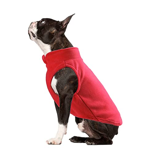 Haustier Katze Hund Pullover Warme Fleece Hundepullover Hunde-Sweatshirt Weiche Warme Hund Fleecejacke Winter Hunde Weste Hundemantel Kaltes Wetter Hundekleidung für Kleine Hunde und Welpen Rot L von YAOTT