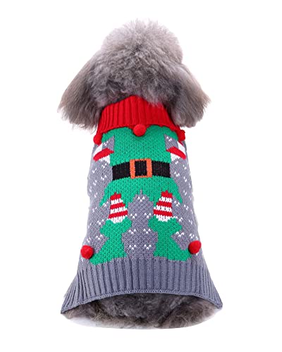 Haustier-Weste Welpen-Katzen-Kleidung Rollkragenpullover Hundepullover Weihnachtsfeiertags-Party-Schneeflocke-Ren-Strickwaren Herbst-Winter-Strickpullover Hundekostüme MYD75Grau XXL von YAOTT