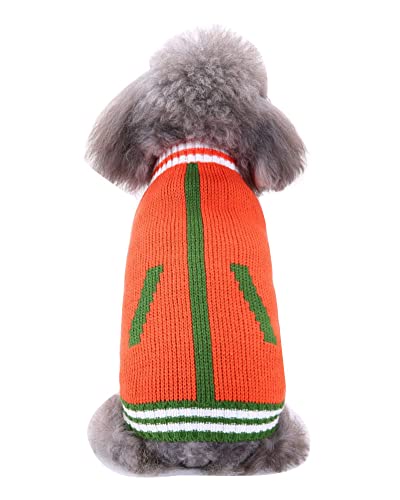 Haustier-Weste Welpen-Katzen-Kleidung Rollkragenpullover Hundepullover Weihnachtsfeiertags-Party-Schneeflocke-Ren-Strickwaren Herbst-Winter-Strickpullover Hundekostüme MYD82Orange M von YAOTT