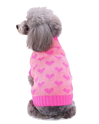 Haustier-Weste Welpen-Katzen-Kleidung Rollkragenpullover Hundepullover Weihnachtsfeiertags-Party-Schneeflocke-Ren-Strickwaren Herbst-Winter-Strickpullover Hundekostüme MYD83Pink XL von YAOTT