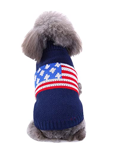 Haustier-Weste Welpen-Katzen-Kleidung Rollkragenpullover Hundepullover Weihnachtsfeiertags-Party-Schneeflocke-Ren-Strickwaren Herbst-Winter-Strickpullover Hundekostüme MYD86Blau XL von YAOTT