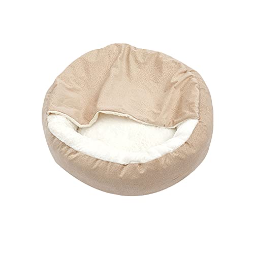 Herbst und Winter Donut Haustierstreu Katzenbett waschbar 2-in-1-Katzenbett Plüsch weiches rundes Katzensofa flauschiges Hundebett kleines Hundebett Katzendecke Haustierbett Beige Durchmesser：70 von YAOTT