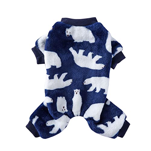 Hund Haustier-Kleidung Wintermantel Jumpsuit-Pyjama Plüsch-Fleece-Jacke Hundepullover Hundeoveralls Pjs-Welpen-Mantel für Chihuahua Hunde Katzen Blau S von YAOTT