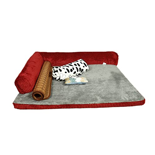 Hundebett für Kleine Mittelgroßer Großer Hunde Katzen,Waschbares Orthopädisches Hundebett Katzenbett Rutschfestes Hundekissen mit Lehne Plüsch Hundekorb Rechteckiges Hundesofa Flauschig Haustierbett von YAOTT