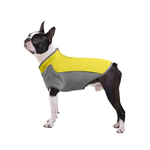 Hundepullover Stretch Hund Fleece Weste Halber Reißverschluss Hundemantel Winter Hundebekleidung Hundepulli Haustier Pullover Kaltes Wetter Weiche Hundejacke für Welpen Kleine Mittlere Hunde Gelb XS von YAOTT