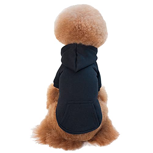 Kleiner Hundepullover Hundejacke Winter/Frühling/Herbst Haustier Sweatshirt T-Shirt Bekleidung Chihuahua Kleidung Mittlerer Hund Kapuzenpullis Baumwolljacke Shirt,Schwarz,S von YAOTT