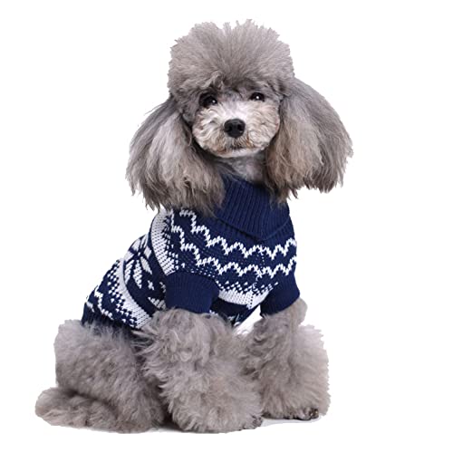 Warm Hündchen-Katzen-Kleidung Weihnachtsschneeflocke Bestickter Pullover Strickwaren Halloween Haustier-Kleidung Elch-Hundepullover-Mäntel Strickpullover MYD13Blau XXL von YAOTT