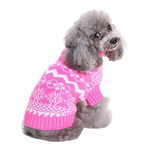 Warm Hündchen-Katzen-Kleidung Weihnachtsschneeflocke Bestickter Pullover Strickwaren Halloween Haustier-Kleidung Elch-Hundepullover-Mäntel Strickpullover MYD55Pink M von YAOTT