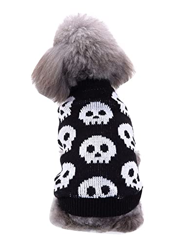 Warm Hündchen-Katzen-Kleidung Weihnachtsschneeflocke Bestickter Pullover Strickwaren Halloween Haustier-Kleidung Elch-Hundepullover-Mäntel Strickpullover MYD77Schwarz S von YAOTT