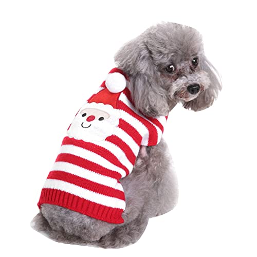 Welpe Hund Pullover Weihnachten bestickter Pullover Gestrickter Rollkragenpullover Jumper Strickwaren Winterwarme Weste Welpen-Katze-Weihnachtskostüm MYD65SDlaor M von YAOTT