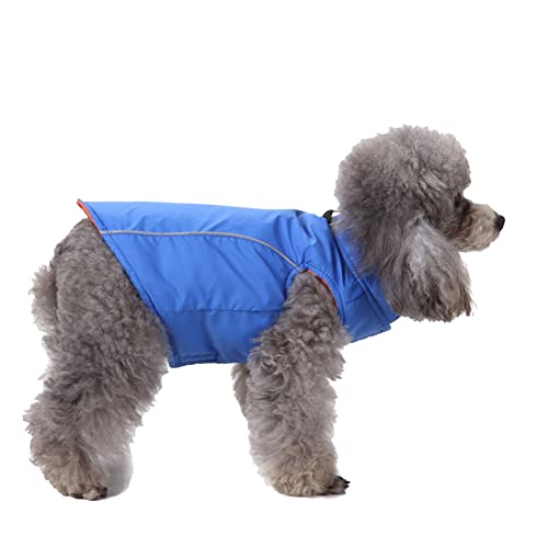 Winddichter Hundewelpe Hund Schneeanzug Wintermantel Gefütterte Jacke mit Reißverschluss für Haustiere mit Schnalle und D-Ring Warm Mantel Hundejacke Outdoor-Skating-Hundekostüm DZ135Blau L von YAOTT