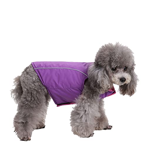 Winddichter Hundewelpe Hund Schneeanzug Wintermantel Gefütterte Jacke mit Reißverschluss für Haustiere mit Schnalle und D-Ring Warm Mantel Hundejacke Outdoor-Skating-Hundekostüm DZ137Violett L von YAOTT