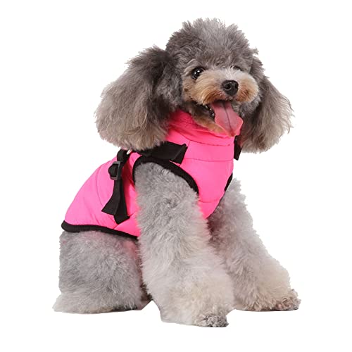 Winddichter Hundewelpe Hund Schneeanzug Wintermantel Gefütterte Jacke mit Reißverschluss für Haustiere mit Schnalle und D-Ring Warm Mantel Hundejacke Outdoor-Skating-Hundekostüm DZ220Rose M von YAOTT