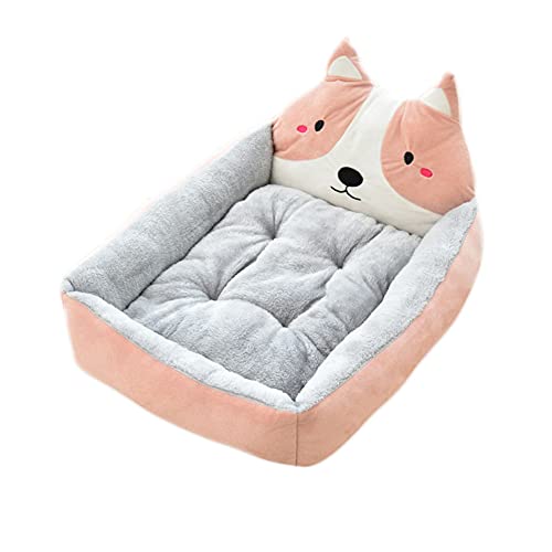 YAOTT Flauschiges Hundebett Katzenbett niedliches Tierform-Haustiernest Zwei-in-Eins-Haustierhaus und Sofa Plüsch tief gefangenes Katzenbett Outdoor-Hundesofa tragbar Warm halten rot L：70 * 55 * 15CM von YAOTT