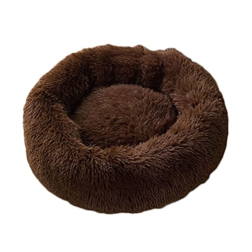 YAOTT Haustierbett - Katzenbett Rundes Plüsch Haustierbett, Hundehaus Welpen Donut Kissen, Superweiche Flauschig Bequeme Hundehütte,Warme,Tragbare,Kaffee,XL von YAOTT