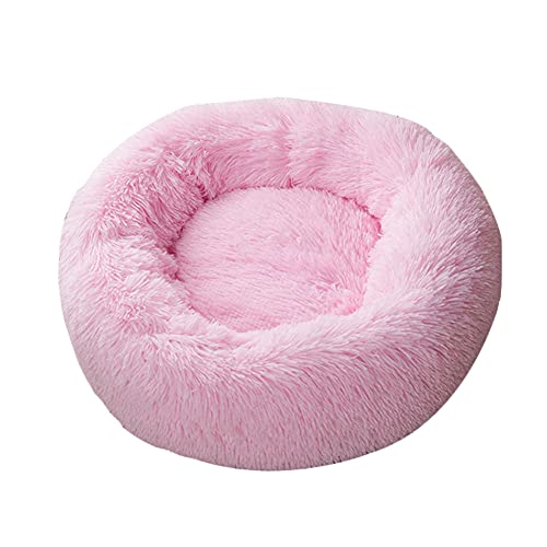 YAOTT Haustierbett - Katzenbett Rundes Plüsch Haustierbett, Hundehaus Welpen Donut Kissen, Superweiche Flauschig Bequeme Hundehütte,Warme,Tragbare,Rosa,3XL von YAOTT