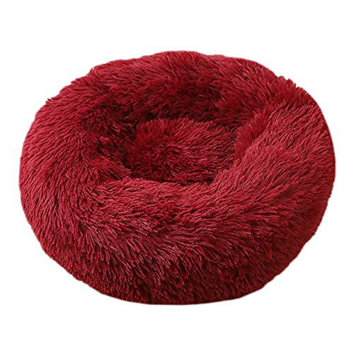 YAOTT Haustierbett - Katzenbett Rundes Plüsch Haustierbett, Hundehaus Welpen Donut Kissen, Superweiche Flauschig Bequeme Hundehütte,Warme,Tragbare,Rot3,3XL von YAOTT