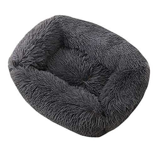 YAOTT Haustierbett Plüschmatte Quadrat Katzenbett Hundehütte,Warme Weiche Bequeme Hundekissen Hundesofa Hundekorb, Flauschig Plüsch Haustiernest Einfaches Katzenbett,Grau1,XS von YAOTT