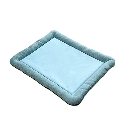 YAOTT Haustierunterlage Sommerkühlung Haustier Hund Matte EIS Pad,Bett Hund Selbstkühlende Decke,Hund Schlafmatten Für Hunde Katzen,Pet Ice Pad Hundekühlmatte,FlachsBlau,L von YAOTT