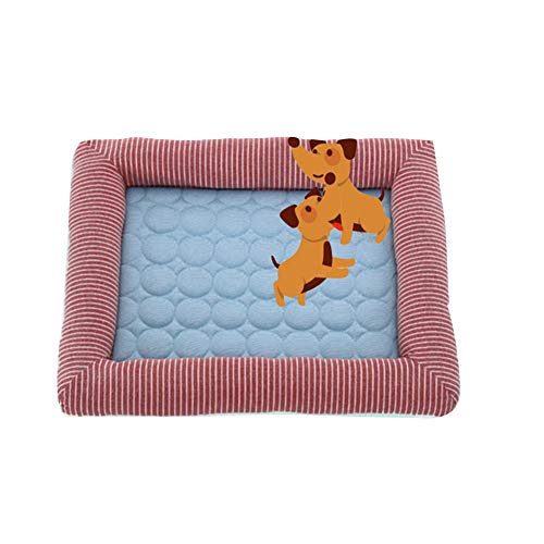 YAOTT Hundebett Mit Kühlmatte,Kühlmatte für Hunde, ungiftig, Sommer, Schlafbett für kleine Hunde, Haustiere, Katzen, Welpen Roter 76 * 60cm von YAOTT