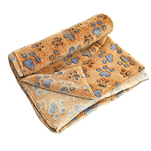 YAOTT Hundedecke Haustier Pad Kätzchen Hunde Hündchen Warm Bett Hund Pfote Muster Pad Waschbar Plüsch Pad Herbst Und Winter Warm Verdicke Hundedecke,Kaffee,L von YAOTT