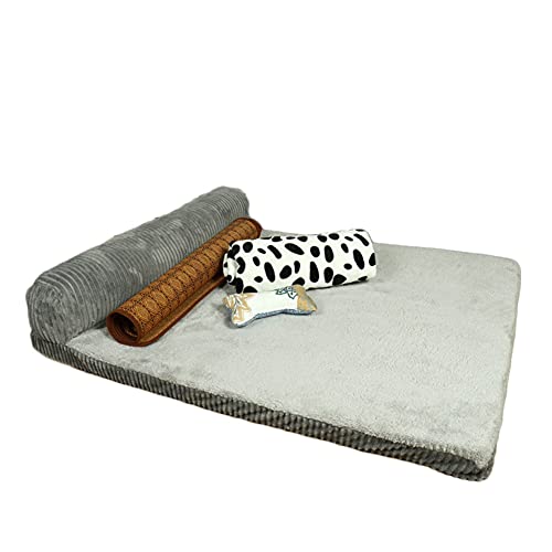 YAOTT Orthopädische Hundebett Große Hunde - Hundesofa Mit Memory Foam, Kuschelig Schlafplatz In Größe,Couch Hundebett Hundekorb,Waschbar Kratzfest,Grau1-4stück,XL von YAOTT