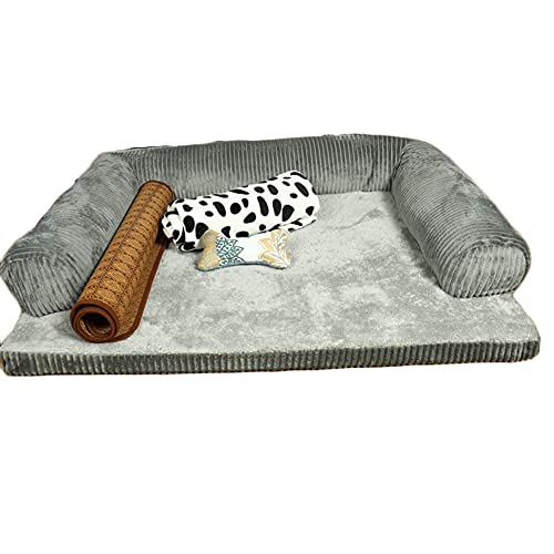 YAOTT Orthopädische Hundebett Große Hunde - Hundesofa Mit Memory Foam, Kuschelig Schlafplatz In Größe,Couch Hundebett Hundekorb,Waschbar Kratzfest,Grau3-4stück,XL von YAOTT