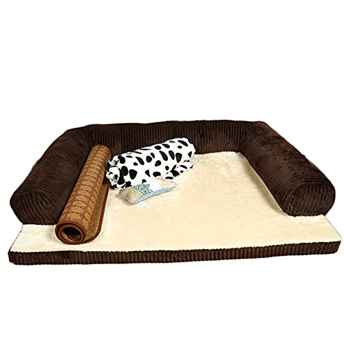 YAOTT Orthopädische Hundebett Große Hunde - Hundesofa Mit Memory Foam, Kuschelig Schlafplatz In Größe,Couch Hundebett Hundekorb,Waschbar Kratzfest,Kaffee3-4stück,L von YAOTT