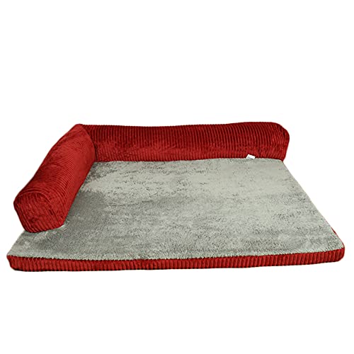 YAOTT Orthopädische Hundebett Große Hunde - Hundesofa Mit Memory Foam, Kuschelig Schlafplatz In Größe,Couch Hundebett Hundekorb,Waschbar Kratzfest,Rot2,XL von YAOTT