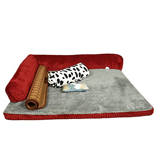 YAOTT Orthopädische Hundebett Große Hunde - Hundesofa Mit Memory Foam, Kuschelig Schlafplatz In Größe,Couch Hundebett Hundekorb,Waschbar Kratzfest,Rot2-4stück,L von YAOTT