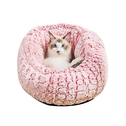 YAOTT Plüsch tiefes Haustierbett ruhiges und sicheres Katzenbett im Freien Flauschiges Haustiersofa warmes und bequemes Hundebett Katzenbett Kaninchennest Donuthaustierhaus rot M：40 * 40 * 27CM von YAOTT