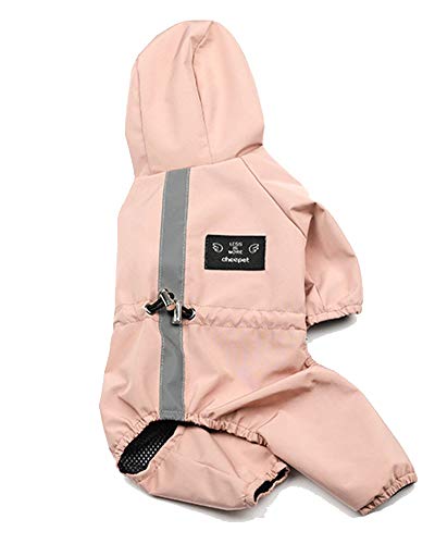 YAOTT Reflektierend Hunderegenmantel aus Atmungsaktive Mesh-Futter Einstellbar wasserdichte Kapuzenpullover für Kleine und Mittelgroße Hunde Rosa M von YAOTT