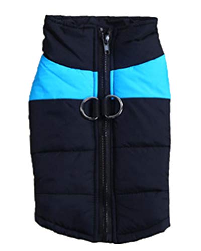 YAOTT wasserdichte Hundejacke Haustier Hund Warm Mantel Jacke Haustierweste mit D-Ring Regenmantel Gepolstert Haustier Skianzug für Herbst Winter Blau 7XL von YAOTT