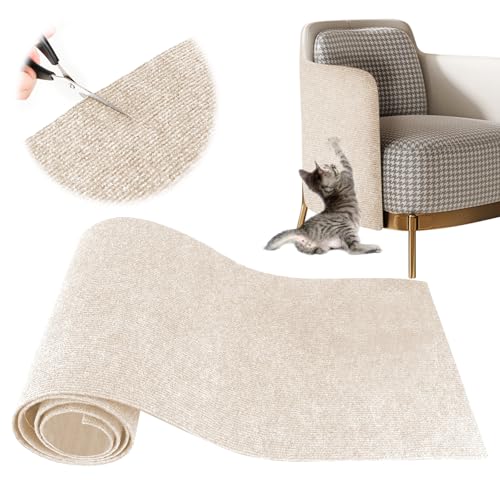 YAOZUP Kratzmatte Katze, 200 * 40cm Kratzteppich Katzen mit Selbstklebend, DIY Zuschneidbare Kratzmatte Katzen, Sofa Kratzschutz Katze, Kratzmatte Katze Wand, DIY Climbing Cat Scratcher (Weiß) von YAOZUP