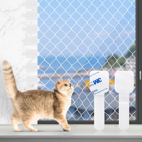 YAOZUP Outdoor Adhesive Hooks,100 PCS Klebehaken Katzennetz,Katzennetz Bbefestigung,Katzennetz für Fenster, Fensterschutz Katze,Befestigung von Katzennetz für Balkon ohne Bohren (Ohne Katze Netz) (A) von YAOZUP