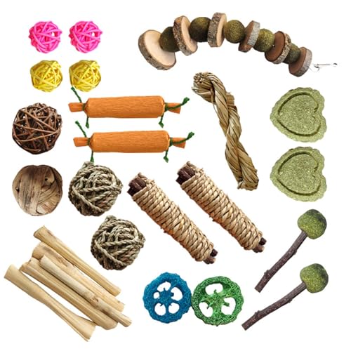 YAPAILANG Natürliches Holz Haustier Spielzeug Set Kleines Kauspielzeug Holz Hamster Spielzeug Für Kaninchen Hamster Und Chinchillas von YAPAILANG