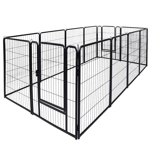 YARDIN Welpenauslauf DIY Metall Welpenlaufstall, Faltbar mit Tür Hundelaufstall für WohnungFür Hund, Katze, Welpe, Kaninchen, Hühner 12 Gitter je 80 x 65 cm von YARDIN