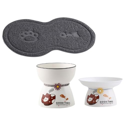 1 Satz Porzellanschale hohes Kornbecken pet Bowl Dog Bowl für Katzen trinkbrunnen Kontrolle Fressnäpfe Katze Futternapf für Katzen mit Nackenschutz Katze erhöhte Schüssel Keramik YARNOW von YARNOW