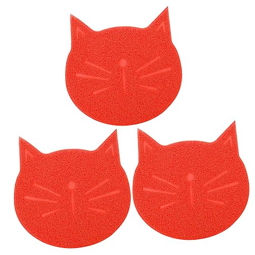 3st Matte in Katzenform Hundefutter Tischset Wassernapfmatte rutschfeste Tierfuttermatten Haustier Hundematten Hunde Wassermatte Futternapf Für Katzen Katze Frisst Matte Rot PVC YARNOW von YARNOW