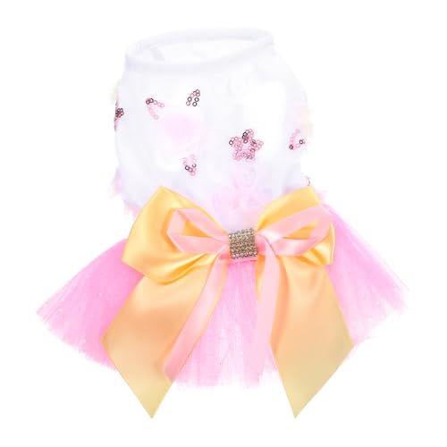 5St Hund Prinzessin Kleid Spitzenkleid Hundebekleidung Hundegeburtstagsrock Hundeblumenkleid Hundekleider für kleine Hunde Cosplay-Hundekleid Sommerkleidung für Hunde Polyester YARNOW von YARNOW