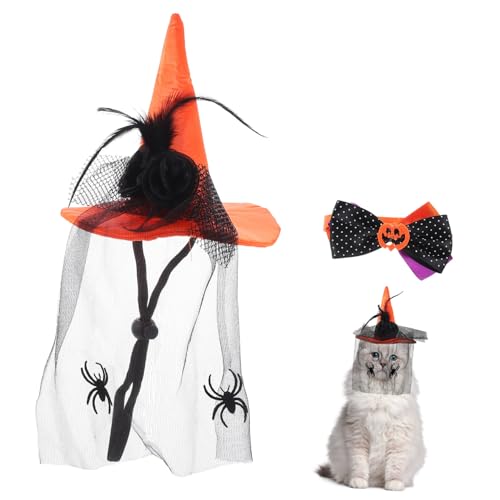 YARNOW 1 Satz Haustier-Halloween-Hut Hundehalsbänder Für Welpen Halloween-katzenhalsband Haustier-hexenhut Katze-Halloween-kostüm Halloween-welpenkostüm Halloween-haustierhut Polyester von YARNOW