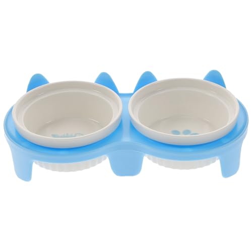 YARNOW 1 Satz Katzennapf aus Keramik Doppelte Futternäpfe Katzennapf für den Haushalt Kätzchen Welpe katzenfutter pet Bowl wiederverwendbarer Katzennapf Bodennapf für Haustiere Sky-Blue von YARNOW