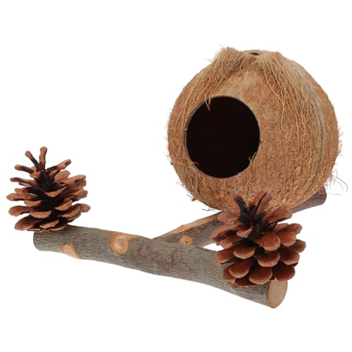 YARNOW 1 Satz Nestpfosten Für Papageien Natural Pine Cones Sitzstangen Für Vogelkäfige Kleine Vogelspielzeuge Stehender Stock Eines Papageis Vogel Ruhestand Brown Kokosnussschale von YARNOW