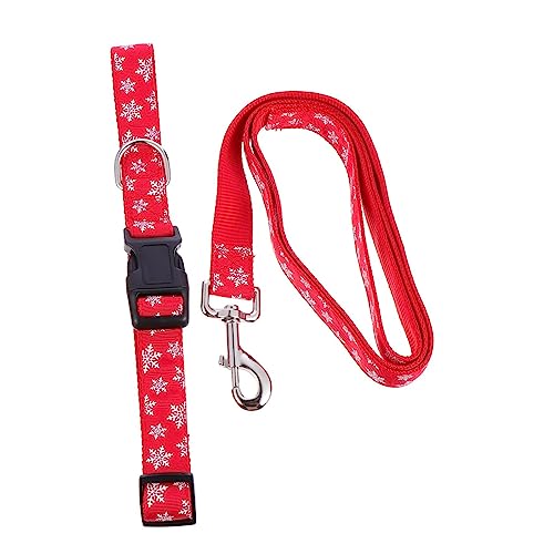 YARNOW 1 Satz Schneeflocke Leine Hund beleuchtetes Halsband züchten Dackel Hunde weihnachtshalsband Hunde Weihnachtskragen Seil Halsband mit passender Leine Hundehalsband und Leine rot von YARNOW