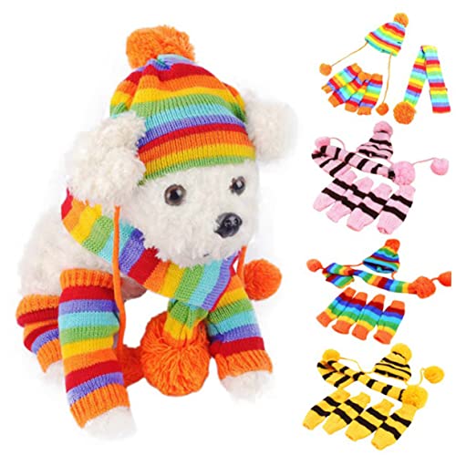 YARNOW 1 Satz Hundemützen für große Hunde Hund Strickmütze warme Socken Schal Kappen gestrickte Winterkleidung Festival-Strpe-Kleidung Haustier Hund großer Hund Hündchen Zubehör der Hund von YARNOW