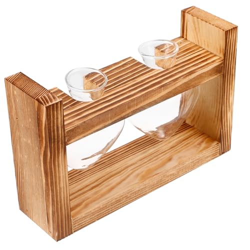 YARNOW 1 Set Transparente Vase Mit Holzrahmen Dekoration Vasen Töpfe Für Zimmerpflanzen Pflanzenterrarium Blumentöpfe Innentöpfe Für Pflanzen Glasterrarien Für Pflanzen von YARNOW