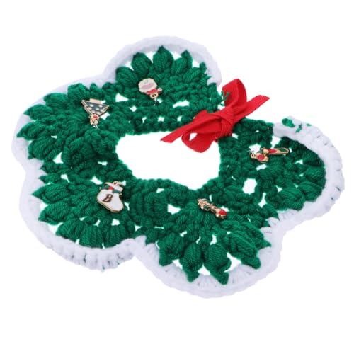 YARNOW 1 Stück Wolle Haustierhalsband Welpen Weihnachtsschal Weihnachtszubehör Welpenhalsbänder Für Kleine Welpen Weihnachtshundeschleifen Weihnachtshundehalsband Kleine Hundehalsbänder von YARNOW