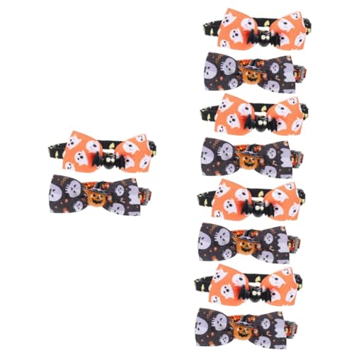 YARNOW 10 STK Haustierhalsband Geschmeidige Kätzchenhalsbänder Halloween-hundehalsbänder Kätzchen-Kragen Katzensicherheit Halloween-katzenhalsbänder Kürbis-katzenhalsband Polyester von YARNOW